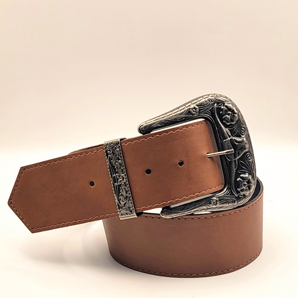 34" NWOT Chunky Boho Western Longhorn Buckle Cottagecore Festival Satement Belt